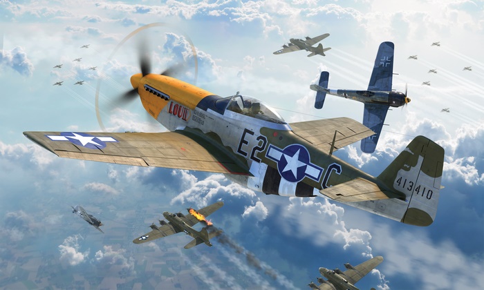 WWII dogfight between P-51 Mustang and Focke-Wulf Fw 190, Aircraft ...