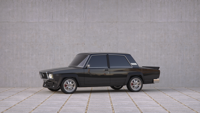 Black LADA old car render
