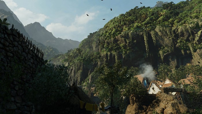 Shadow of the Tomb Raider landscape with mountains and village