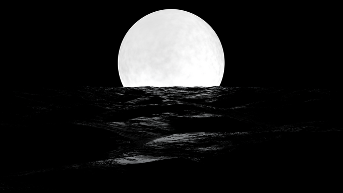 4K Glowing Moon over Dark Water