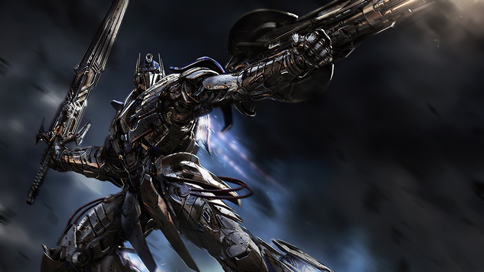 Optimus Prime with Sword in Dynamic Pose 4K