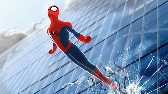 Spider-Man 4K breaking through glass