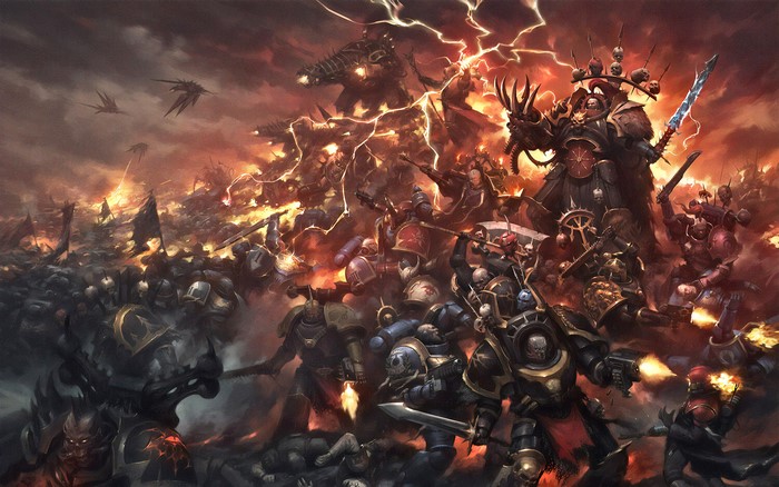 Chaos Space Marines battle in Warhammer 40,000