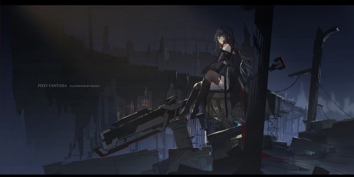 4K Pixiv Fantasia Anime Girl with Weapon
