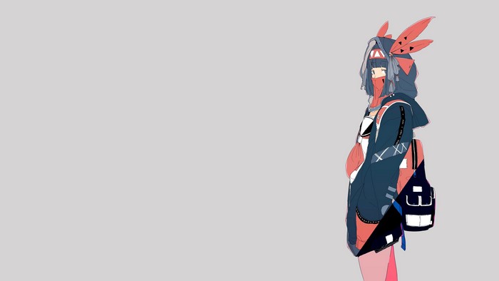 Anime girl with mask and backpack