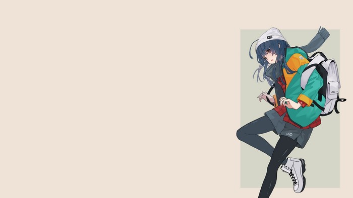 Rin Shima from Yuru Camp with backpack