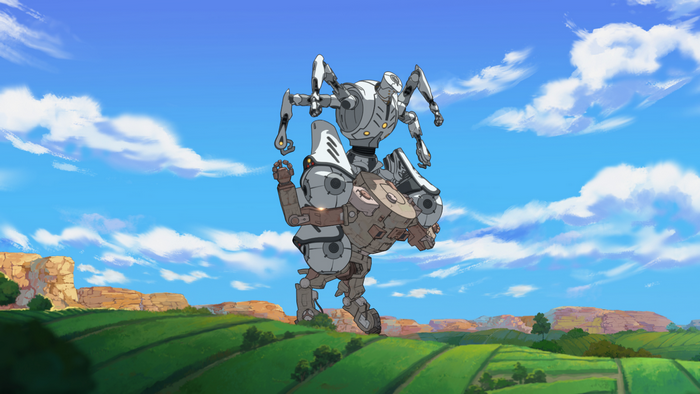 Two robots in a landscape