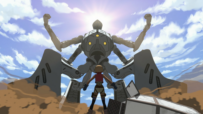 Sara from Eden faces a giant robot