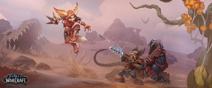 World of Warcraft: Battle for Azeroth characters in desert landscape