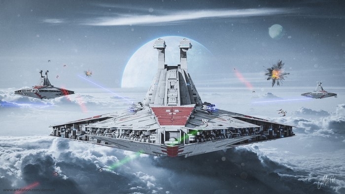 Star Wars Venator-class Star Destroyers in Space Battle