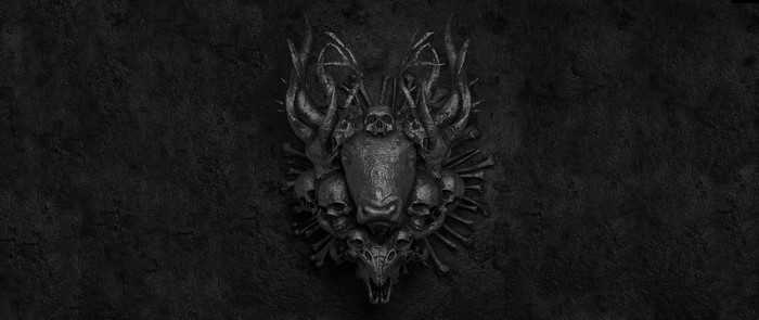 Billelis dark occult symbol with skulls and horns