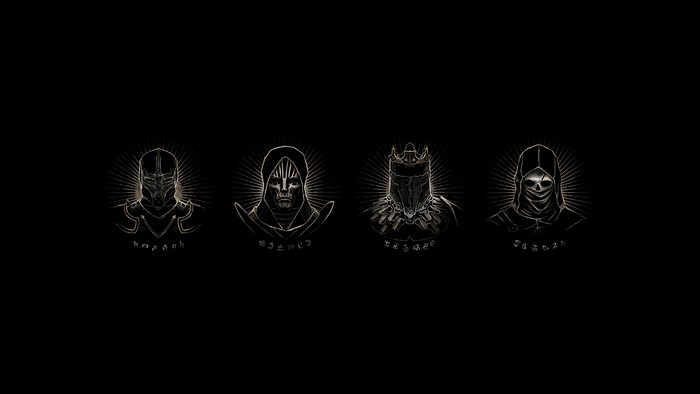 Mortal Shell characters on black background