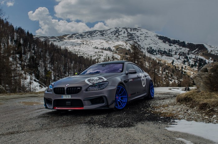 BMW M6 Tuner Car in Snowy Mountains