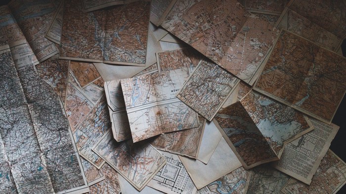 Pile of old maps