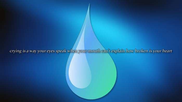 Quote about crying and broken heart on blue background