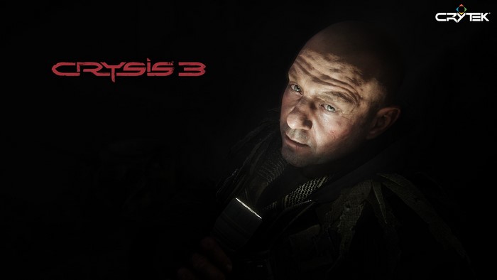 Crysis 3 logo and man's face
