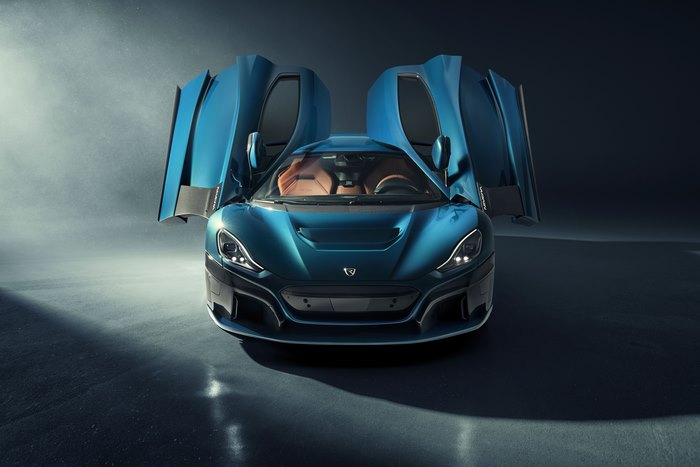 Rimac Nevera electric supercar with doors open