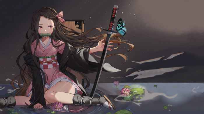 Kamado Nezuko from Kimetsu no Yaiba with sword