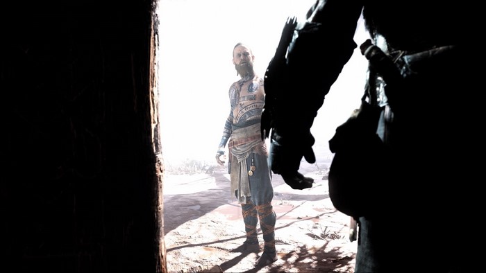 Baldur from God of War (2018) standing in a doorway