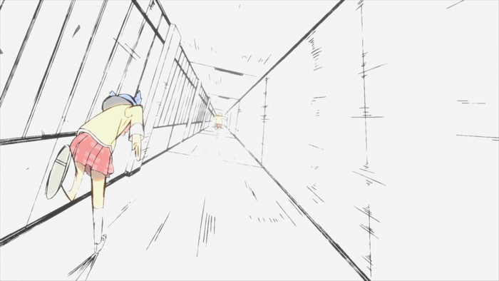 Mio Naganohara running in a hallway from Nichijou
