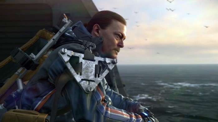 Sam Porter Bridges from Death Stranding looking out at the ocean