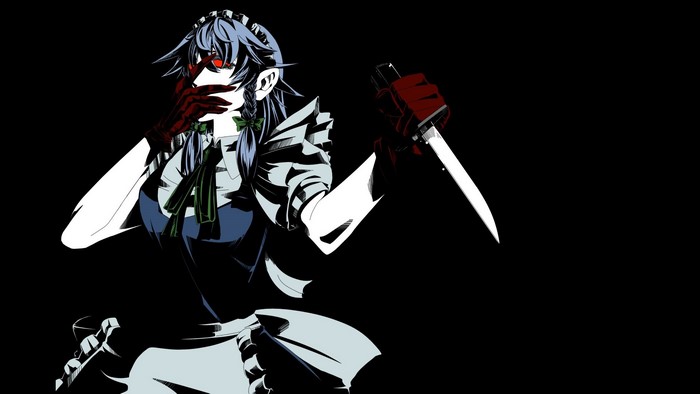 Izayoi Sakuya from Touhou holding a knife