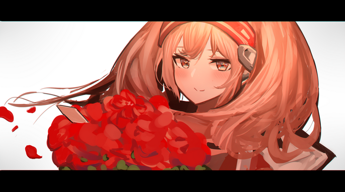 Angelina from Arknights holding roses