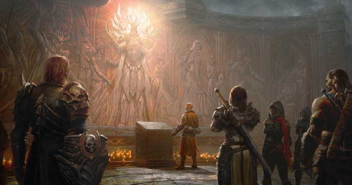 Diablo Immortal 4K warrior group in temple