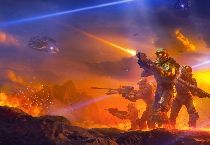 Master Chief and Blue Team on Planet Reach in Halo