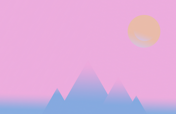 Pink sky with mountains and sun