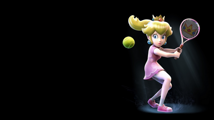 Princess Peach from Super Mario playing tennis