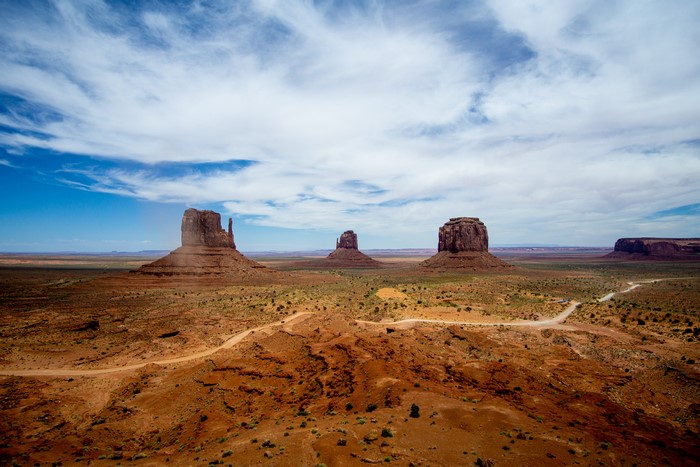 Monument Valley landscape with buttes and road