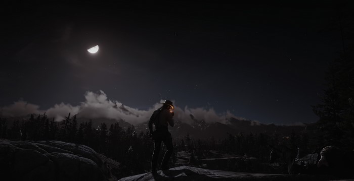 John Marston from Red Dead Redemption 2 at night