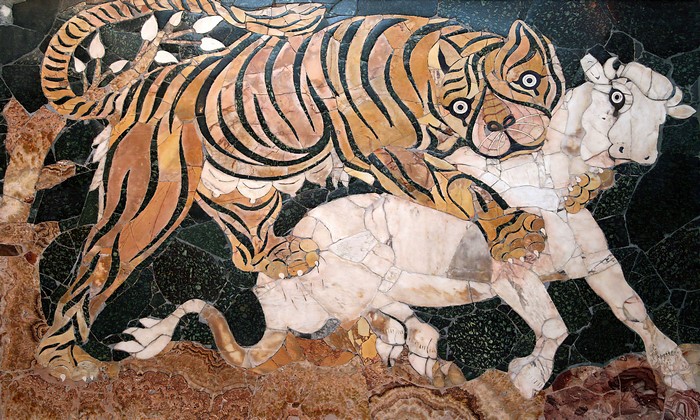 Tiger attacking a calf, Basilica of Junius Bassus, Rome