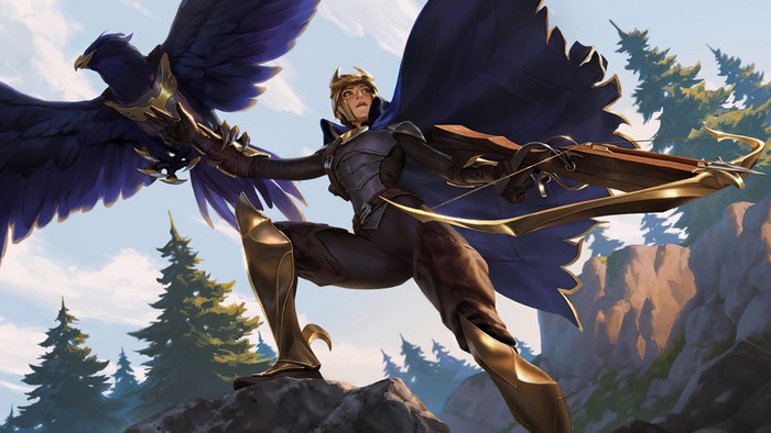 Quinn from Legends of Runeterra with a bird