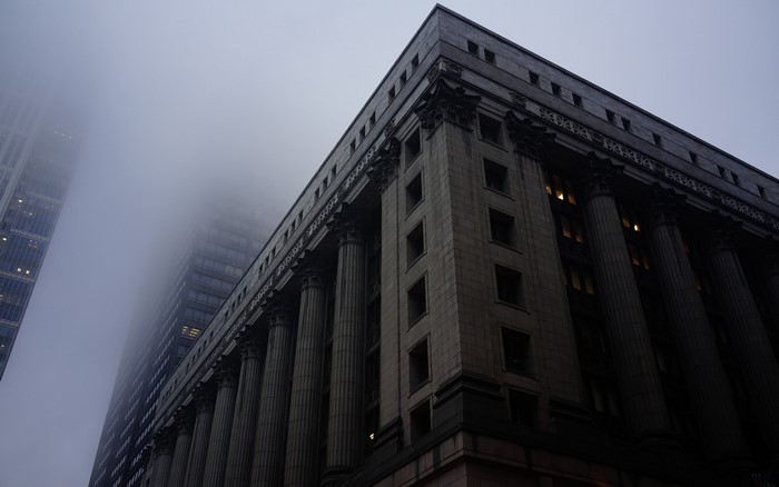 Chicago architecture in fog