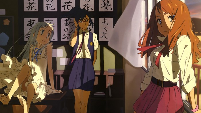 Anime girls in school uniforms