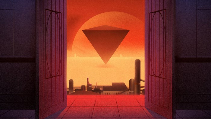 C2C-Delta science fiction artwork with pyramid over city