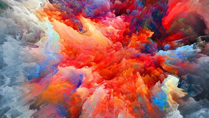 Abstract colorful explosion of paint and smoke