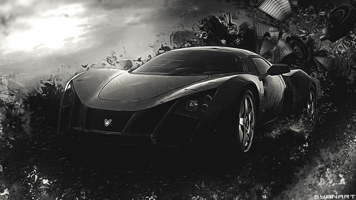 Fantasy Black Super Car Abstract Art