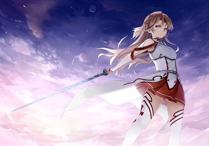 Asuna Yuuki from Sword Art Online with a sword