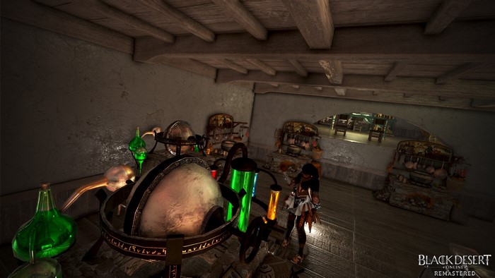 Black Desert Online alchemy lab with character