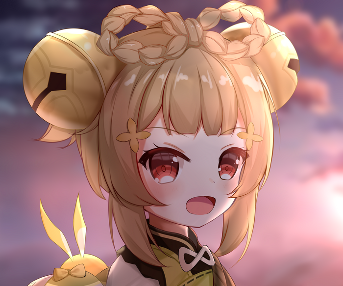 Yaoyao from Genshin Impact with bells in her hair