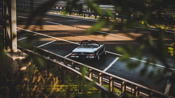 Mercedes 280SL Convertible on a Highway