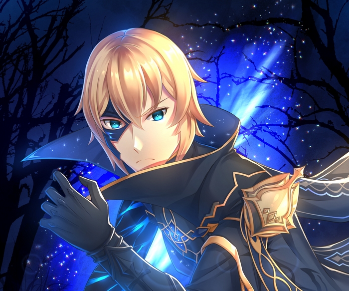Dainsleif from Genshin Impact in a dark forest