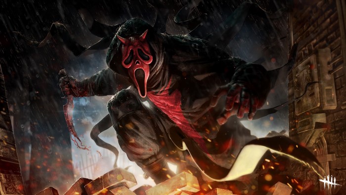 The Ghost Face from Dead by Daylight holding a knife