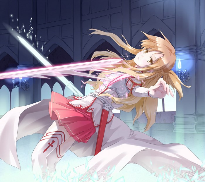 Asuna Yuuki from Sword Art Online fighting