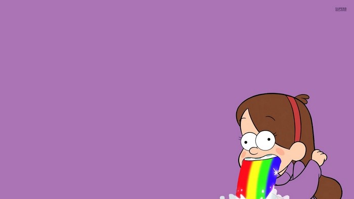 Mabel Pines from Gravity Falls vomiting a rainbow