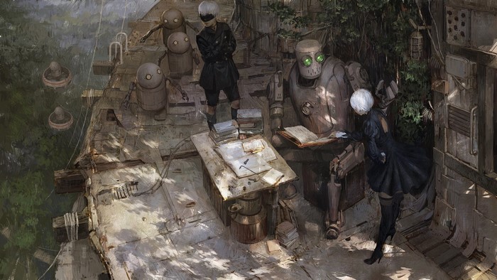 2B and 9S from Nier: Automata with robots