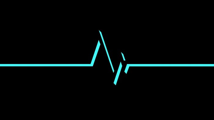 Cyan EKG Line on Black Background